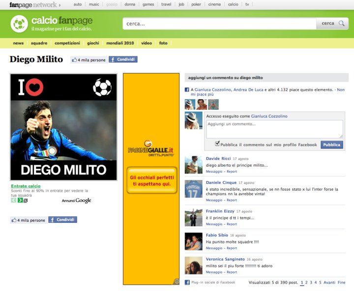 Opengraph page on Calcio Fanpage
